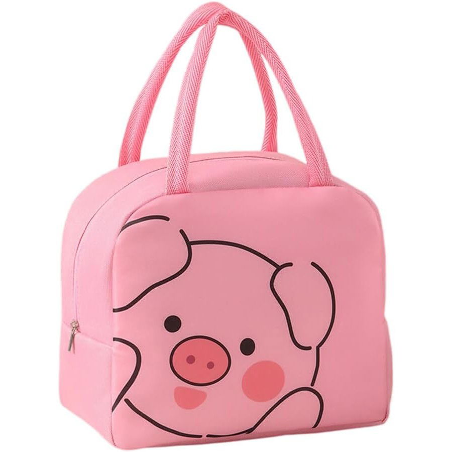 Geantă Frigorifică, Flippy, cu Desene Animat, Portabilă pentru Copii, de Prânz, din Pânză Oxford, 22x14x19 cm, Model Purcelus, Roz [1]