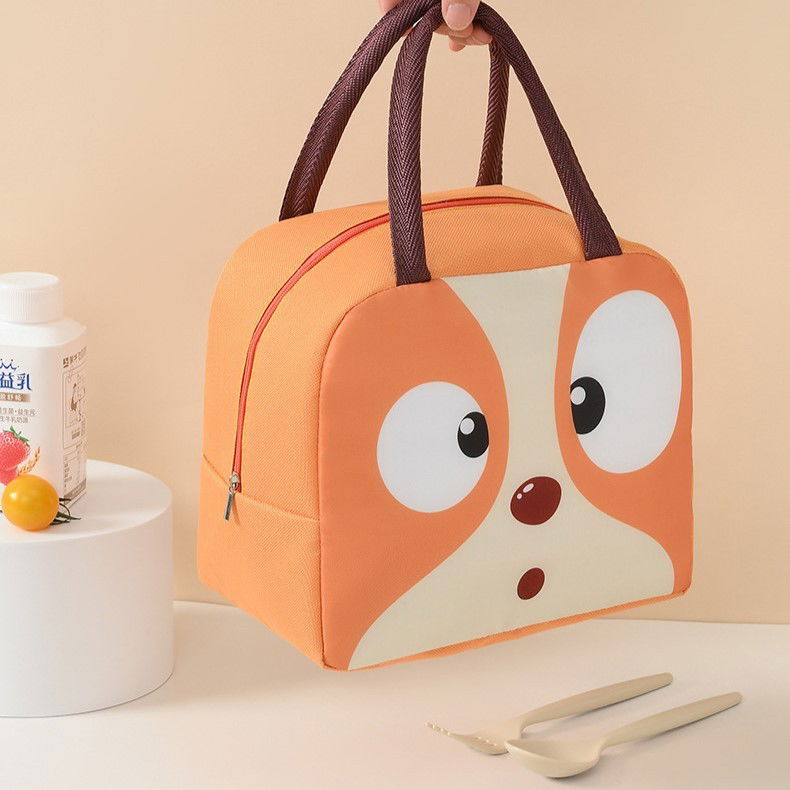Geantă Frigorifică, Flippy, cu Desene Animat, Portabilă pentru Copii, de Prânz, din Pânză Oxford, 22x14x19 cm, Model Catelus, Maro [3]