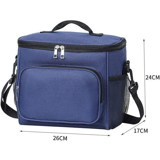 Geanta pentru Pranz, Flippy, Multifunctionala, Compartimentata, 2 Tipuri de Manere, Impermeabila, 26x24x17 cm, Albastru [3]