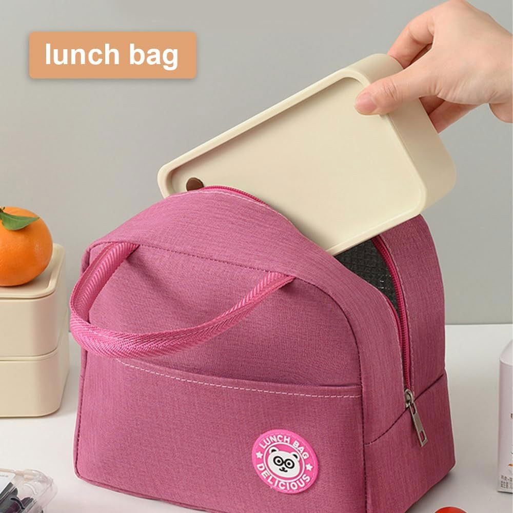 Geanta Termica pentru Pranz, Flippy, Multifunctionala, Compartimentata, Impermeabila, cu Manere, Buzunar Exterior, 22x14x19 cm, Roz [3]