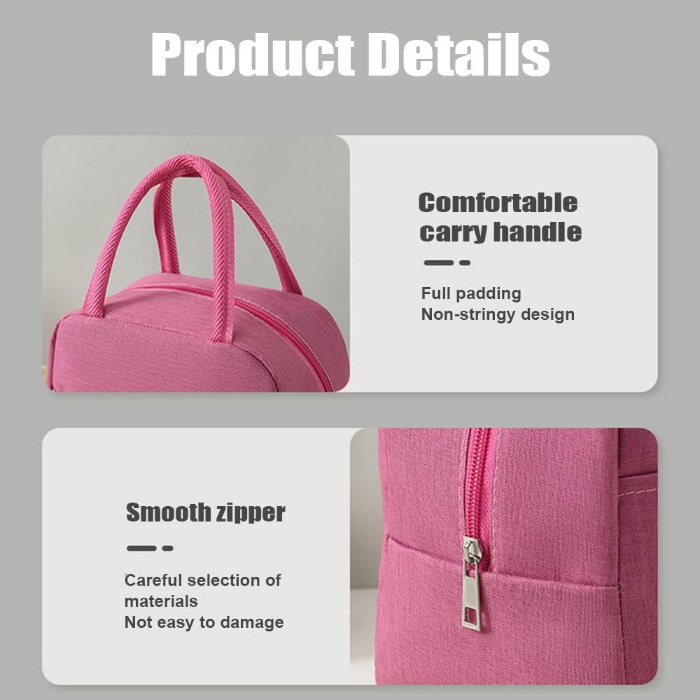 Geanta Termica pentru Pranz, Flippy, Multifunctionala, Compartimentata, Impermeabila, cu Manere, Buzunar Exterior, 22x14x19 cm, Roz [4]