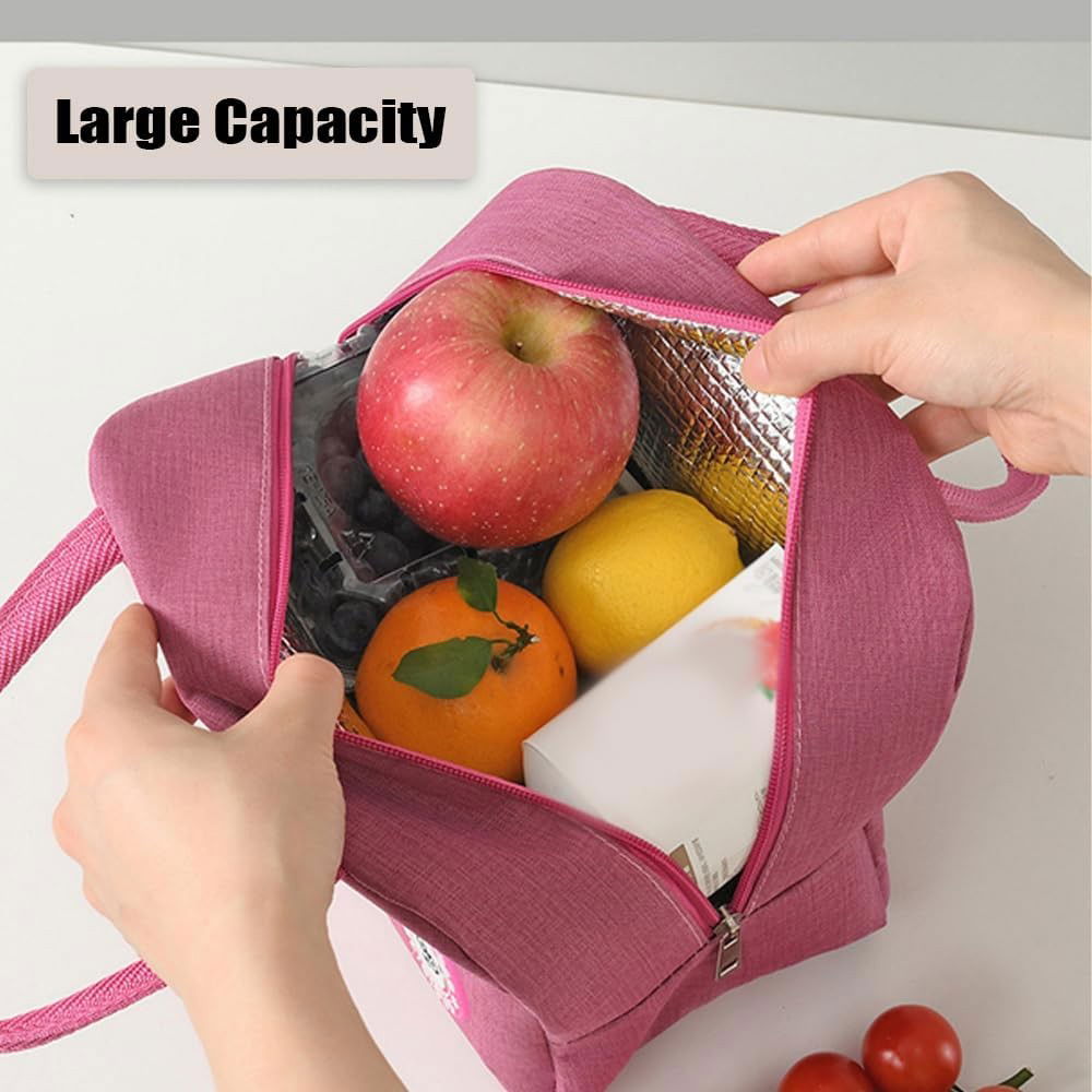 Geanta Termica pentru Pranz, Flippy, Multifunctionala, Compartimentata, Impermeabila, cu Manere, Buzunar Exterior, 22x14x19 cm, Roz [6]