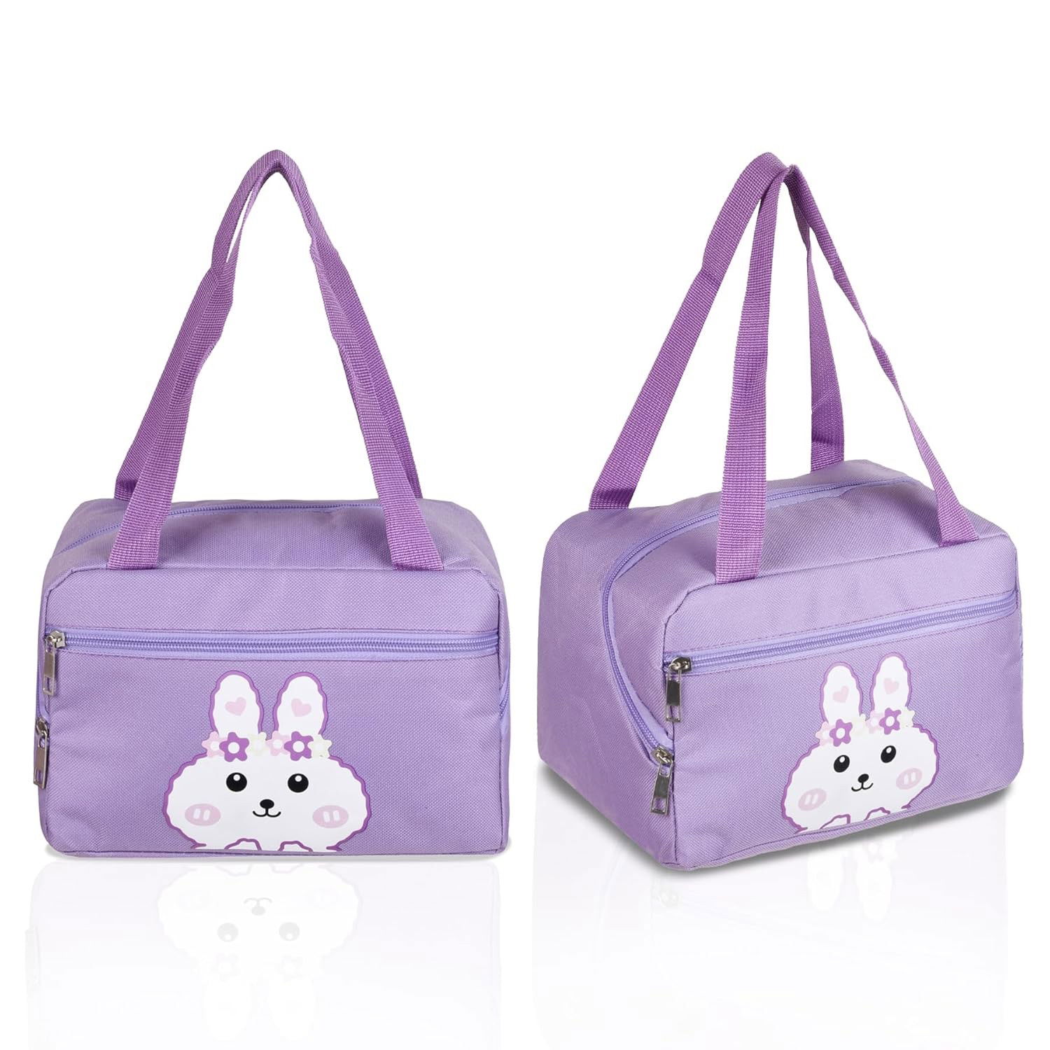 Geanta Termo-Izolanta, Flippy, Compartimente Telefon si Tacamuri, Multifunctionala, Impermeabila, 30x21x20 cm, Design Iepuras, Mov [4]