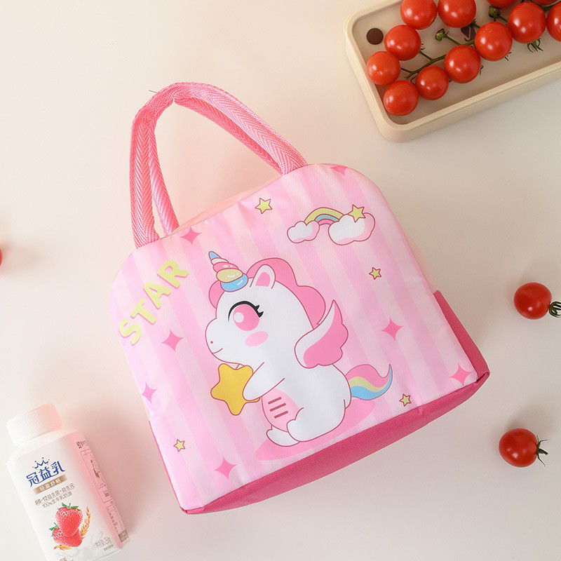 Geanta Termoizolanta pentru Copii, Flippy, 23x13x19 cm, Model Imprimeu Unicorn, din Folie de Aluminiu si Panza Oxford, Roz [6]