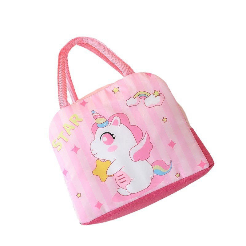 Geanta Termoizolanta pentru Copii, Flippy, 23x13x19 cm, Model Imprimeu Unicorn, din Folie de Aluminiu si Panza Oxford, Roz [5]