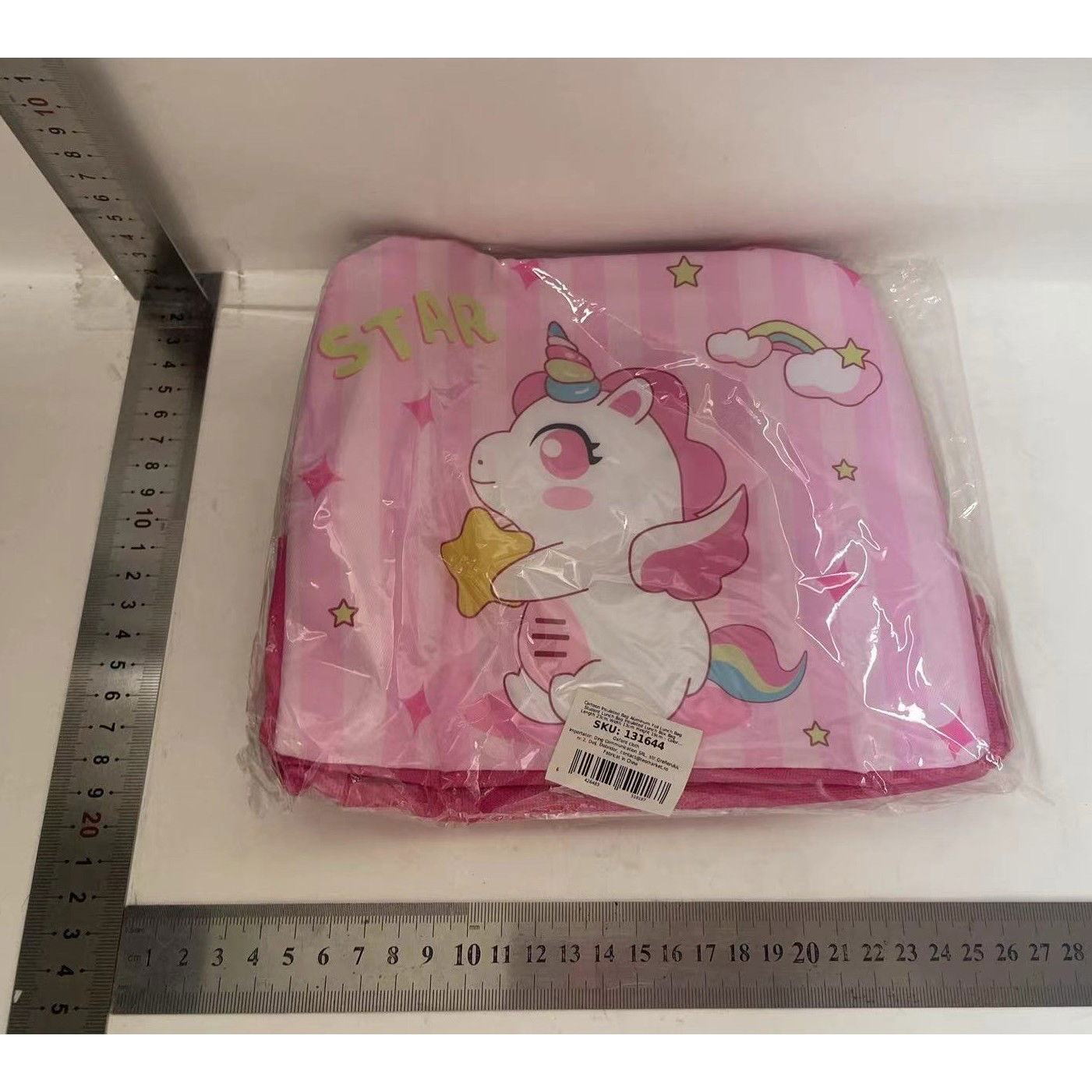 Geanta Termoizolanta pentru Copii, Flippy, 23x13x19 cm, Model Imprimeu Unicorn, din Folie de Aluminiu si Panza Oxford, Roz [2]