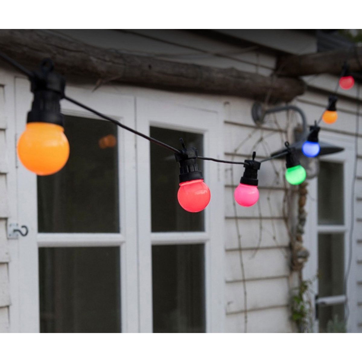 Articole pentru Gradina si Bricolaj - Ghirlanda Luminoasa, Flippy, fara Transformator, 10 m, 20 LED-uri Model Bulb, Interconectabila, IP65, Multicolor