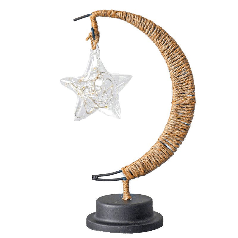 Lampi de veghe - Lampa veghe Flippy, semi-luna cu stea din sticla, led, 28x15 cm, alb cald