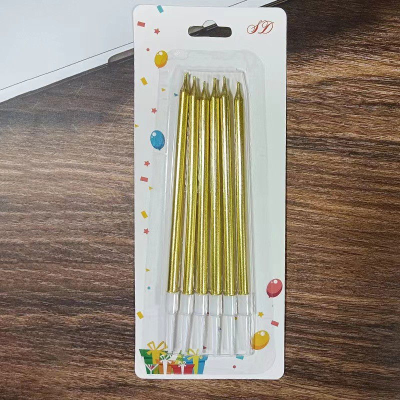 Pentru casa - Set 6 Lumanari de Tort, Flippy, din Parafina, 11 x 0.4 cm, Lucioase, Auriu