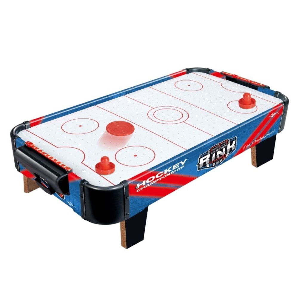 Jocuri de societate - Masa Air Hockey Graffiti cu Picioare Scurte, Flippy, PVC, 2 Pucuri, Tabela Scor, 2 Impingatoare, 76x38x21.5 cm, Albastru