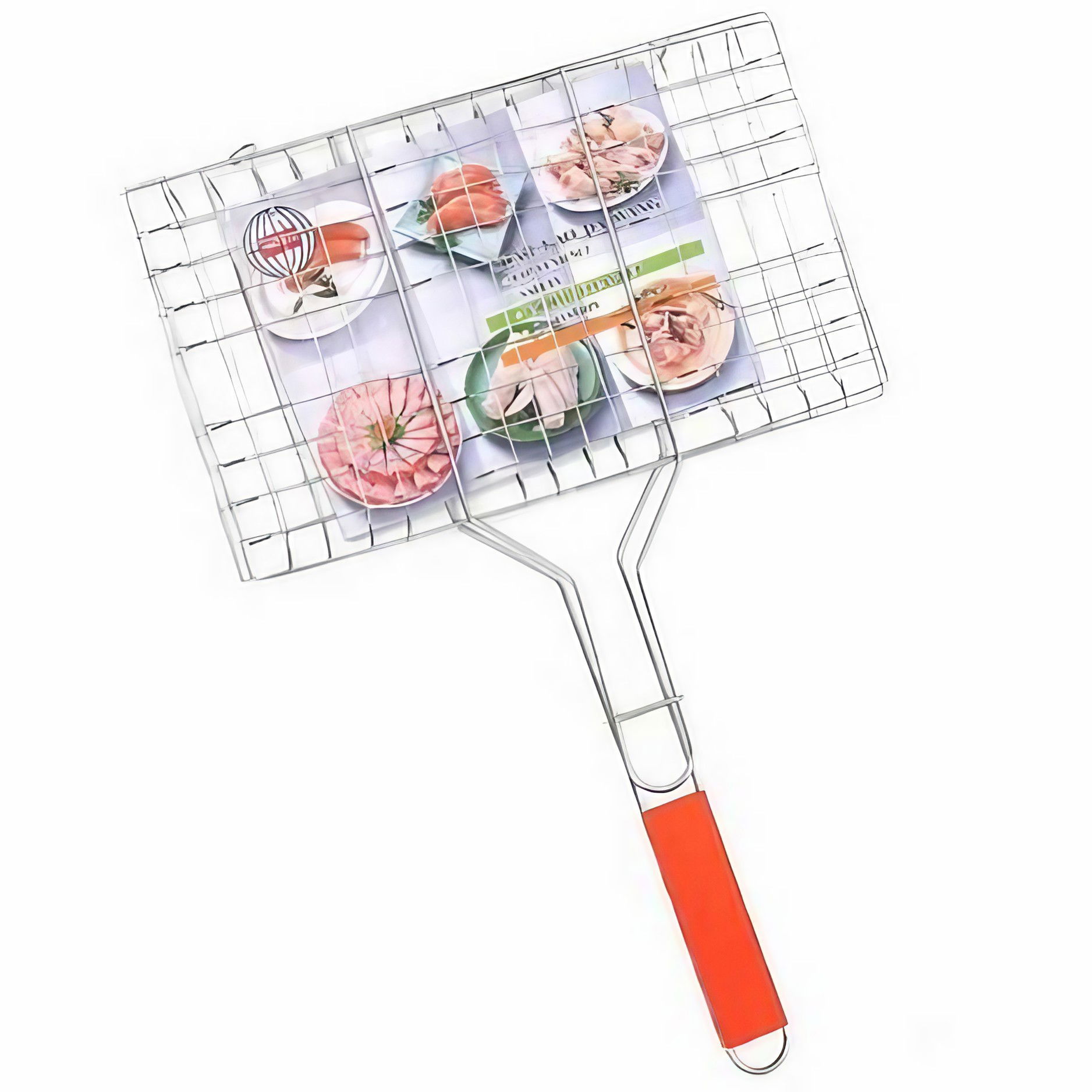 Pentru casa - Gratar pentru Peste si Carne, Flippy, Suprafata Utila 32x19 cm, Otel Inoxidabil, cu Maner, Portabil, Argintiu