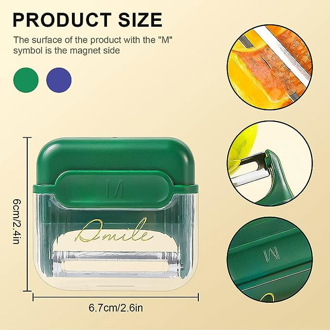 Decojitor/Curatator manual de legume si fructe, Flippy, portabil, cu magnet, doua lame, Inox, Verde, 6.7x6x1.6 cm [4]