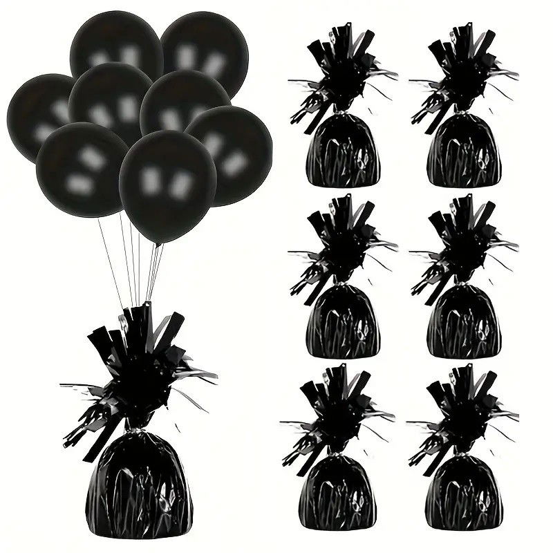 Greutate pentru Baloane cu Heliu, Flippy, din Folie cu Franjuri, 170g, 13 x 5 x 3 cm, Negru [2]