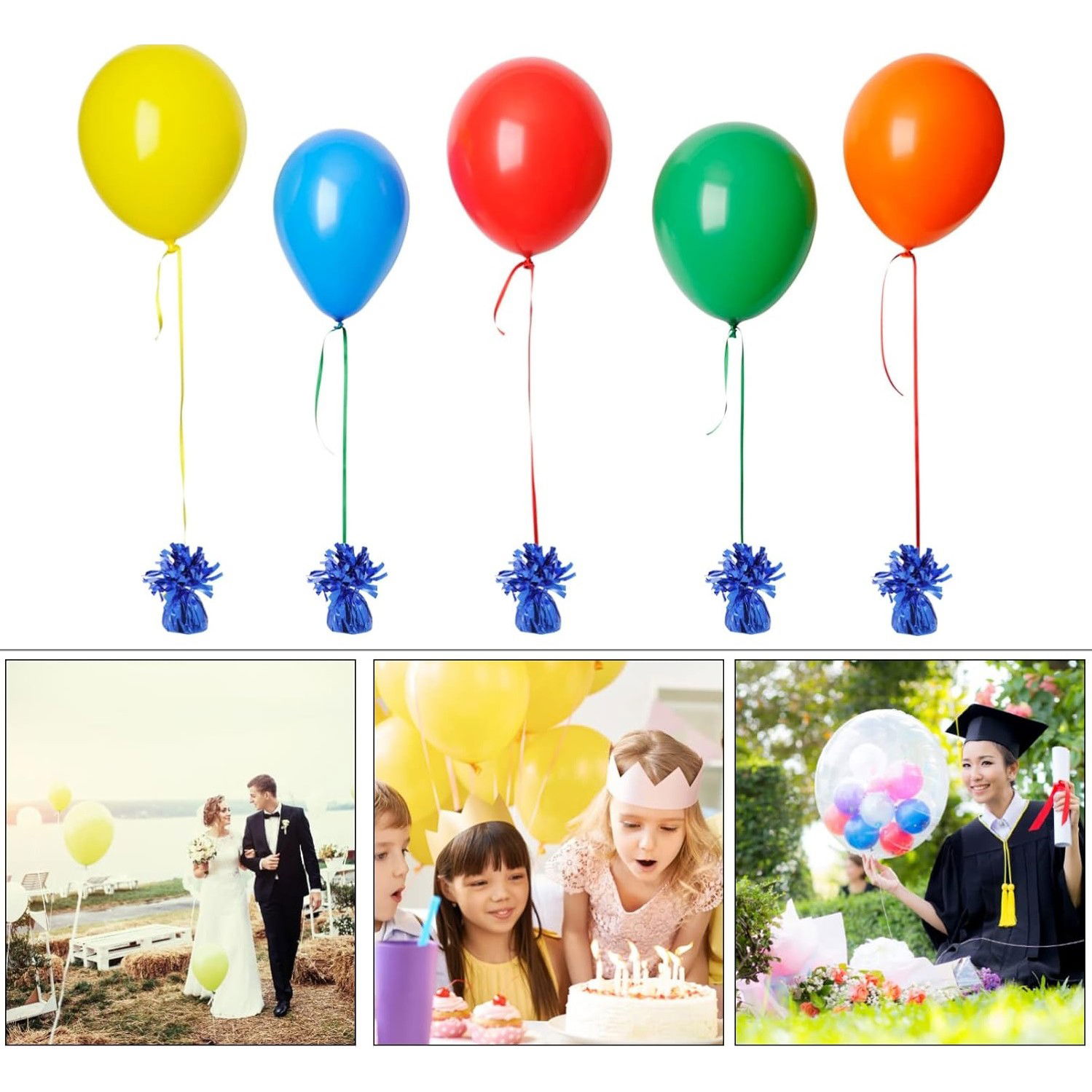 Greutate pentru Baloane cu Heliu, Flippy, din Folie cu Franjuri, 170g, 13 x 5 x 3 cm, Albastru [2]