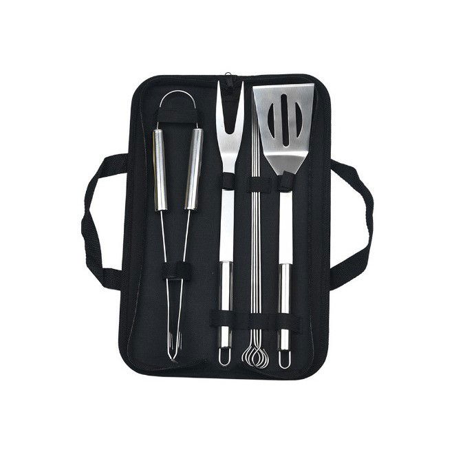 Set 7 Ustensile pentru Gratar, Flippy, din Otel Inoxidabil, Geanta Oxford, Argintiu [1]