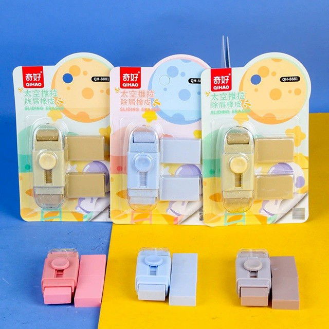 Radiera, Flippy, cu 2 Rezerve, Reglare Pull-Push, din Cauciuc, Crem [3]