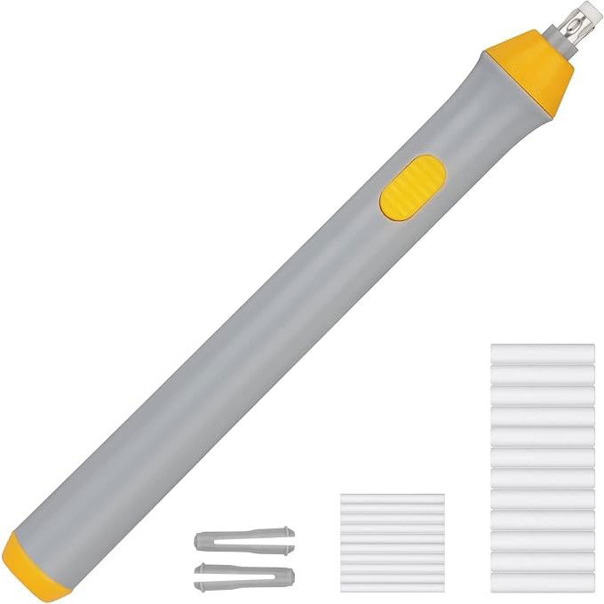 Pentru casa - Radiera Electrica, Flippy, pentru Schite si Arta, Grosime Varf 3 mm/5 mm, Baterii 2 x AA (neincluse), din ABS, Gri