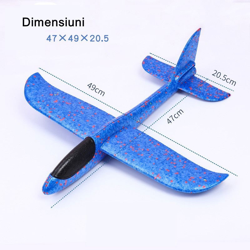 Avion planor din polistiren in punga , lungime 47 cm , Albastru , Flippy [3]