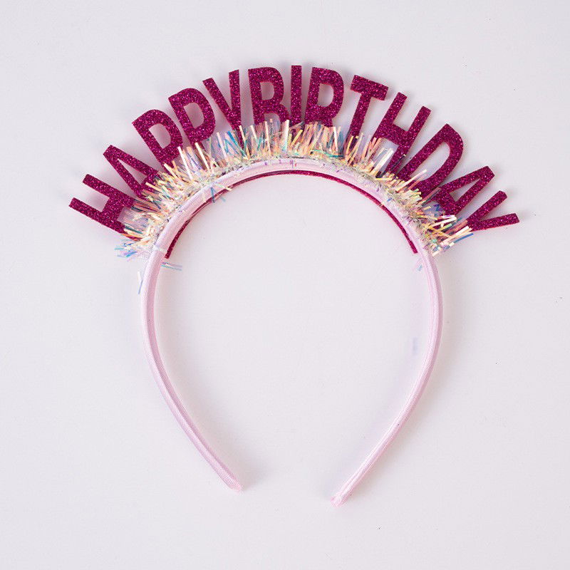 Coronita Decorativa pentru Petreceri, Flippy, Tema Aniversare, Model Happy Birthday, Marime Universala, Roz [5]