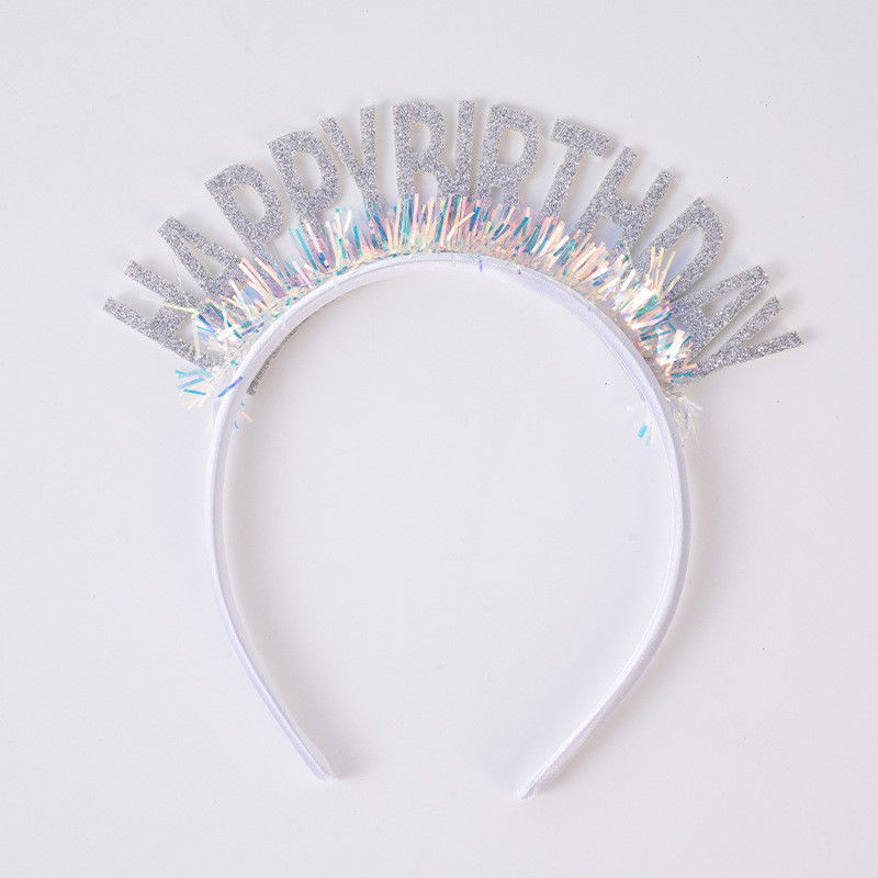 Coronita Decorativa pentru Petreceri, Flippy, Tema Aniversare, Model Happy Birthday, Marime Universala, Argintiu [4]