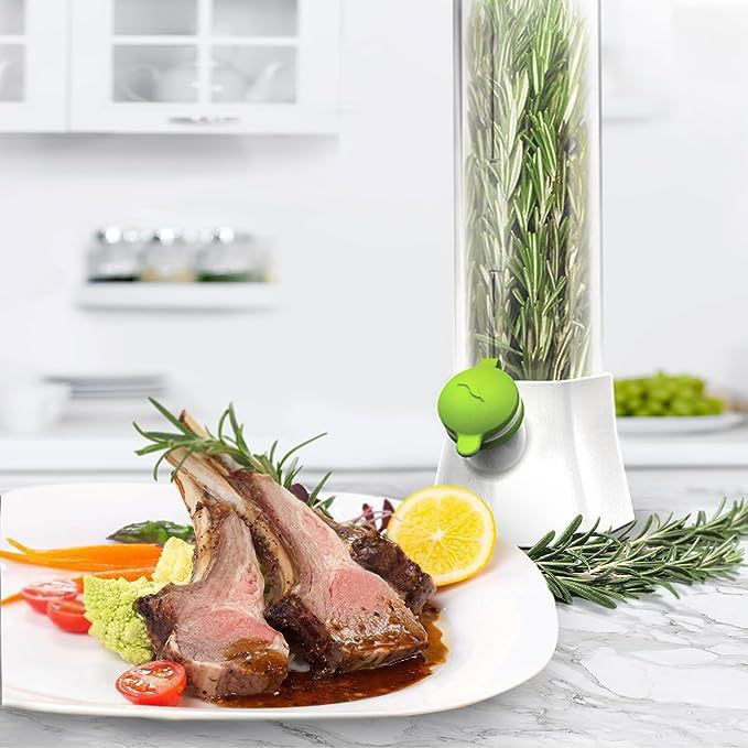 Recipient de Pastrare a Ierburilor cu Capac de Umplere cu Apa, Flippy, Proaspat, Curat, Fara BPA, Practic, Durabil, 27x16 cm, Alb [5]