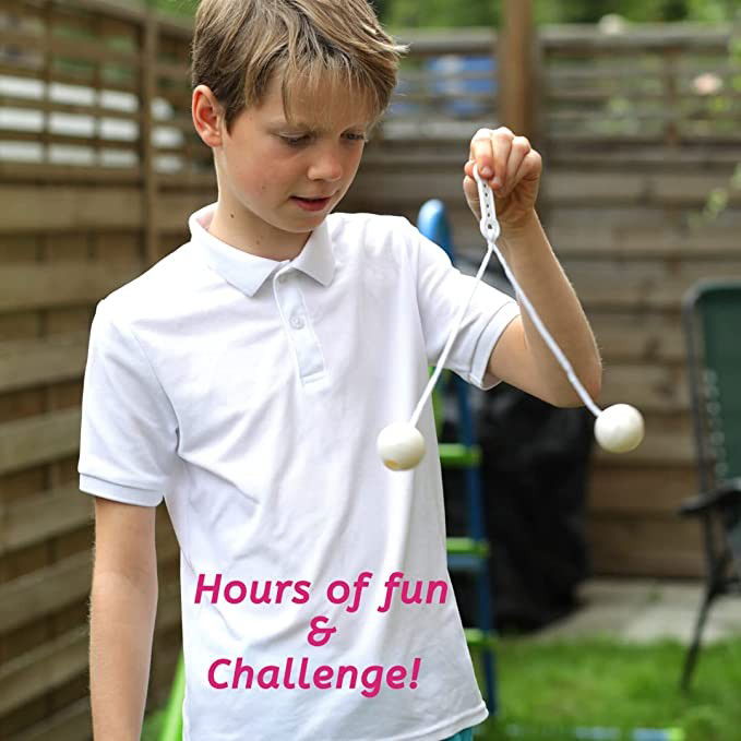 Jucarie interactiva cu bile, Flippy, Clackers ball, antistres, Visiniu, 40 mm [5]