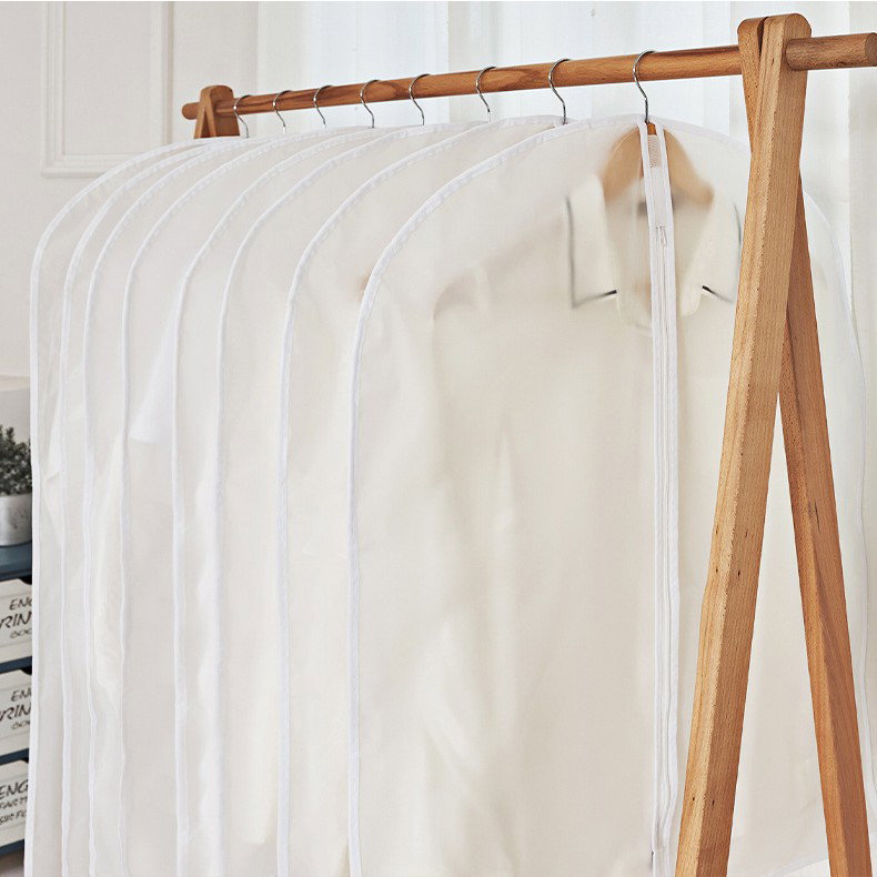 Set 5 Huse de Depozitare cu Fermoar, Flippy, pentru Haine, de Protectie, pentru Voiaj, Netesut, Rezistent la Praf, 60x120 cm, Transparent-Alb [4]