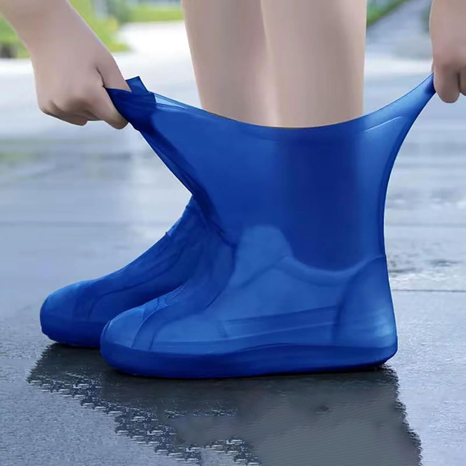 Husa Incaltaminte, Flippy, Impermeabila, Antiderapanta, din Latex, 13 x 13 x 2 cm, Marime L 41-47 cm, Albastru [7]