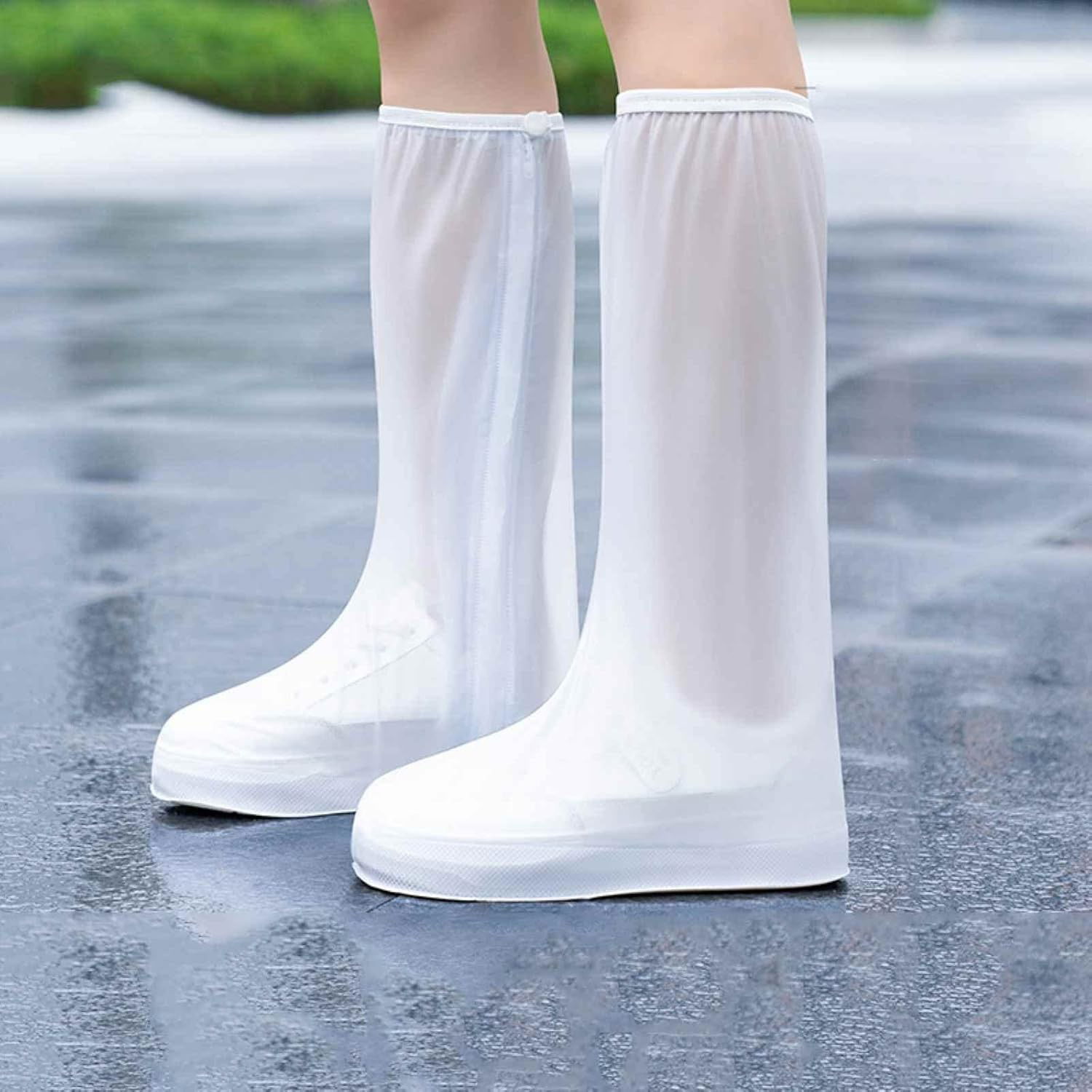 Protectie Incaltaminte pentru Ploaie si Noroi, Flippy, Impermeabila, Talpa Antiderapanta, cu Fermoar si Capsa, Inaltime 40 cm, Marime XXXL 44-45, Alb [6]