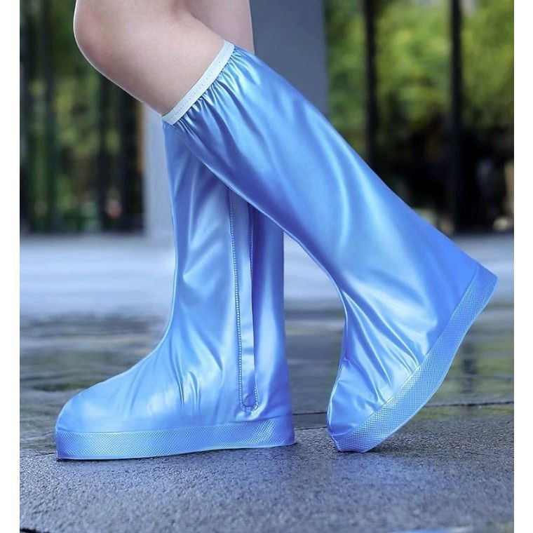 10 - 25 LEI - Protectie Incaltaminte pentru Ploaie si Noroi, Flippy, Impermeabila, Talpa Antiderapanta, cu Fermoar si Capsa, Inaltime 40 cm, Marime XL 40-41, Albastru