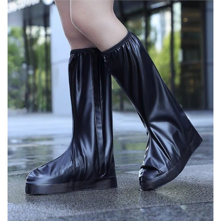 10 - 25 LEI - Protectie Incaltaminte pentru Ploaie si Noroi, Flippy, Impermeabila, Talpa Antiderapanta, cu Fermoar si Capsa, Inaltime 40 cm, Marime L 38-39, Negru