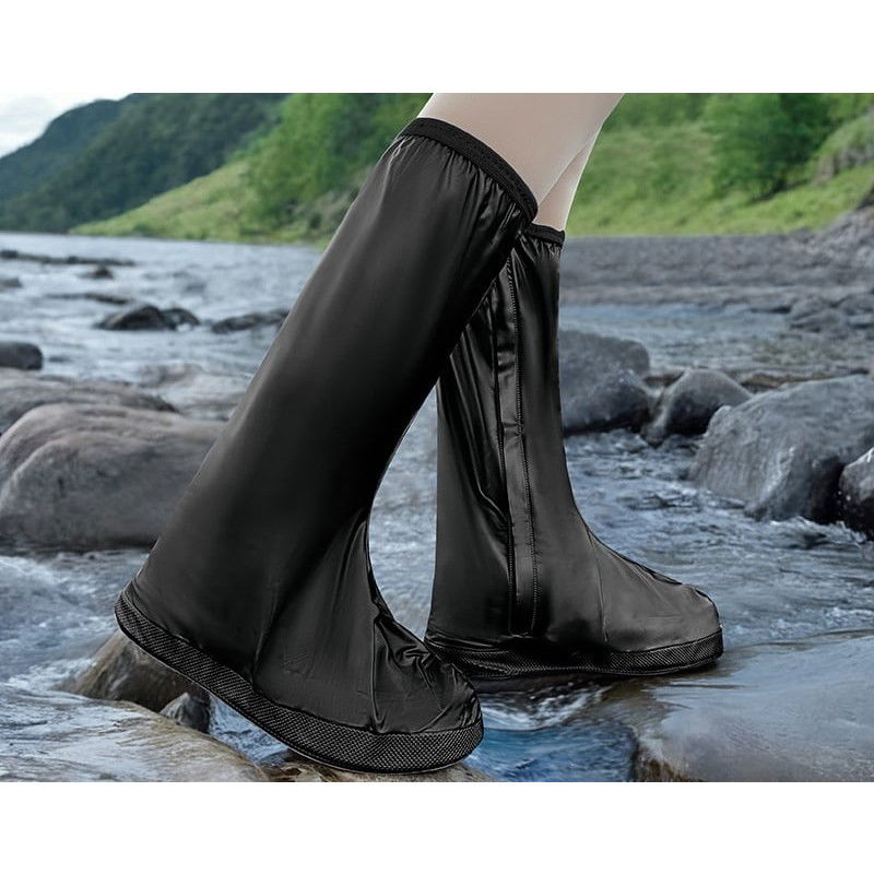 Protectie Incaltaminte pentru Ploaie si Noroi, Flippy, Impermeabila, Talpa Antiderapanta, cu Fermoar si Capsa, Inaltime 40 cm, Marime S 34-35, Negru [4]