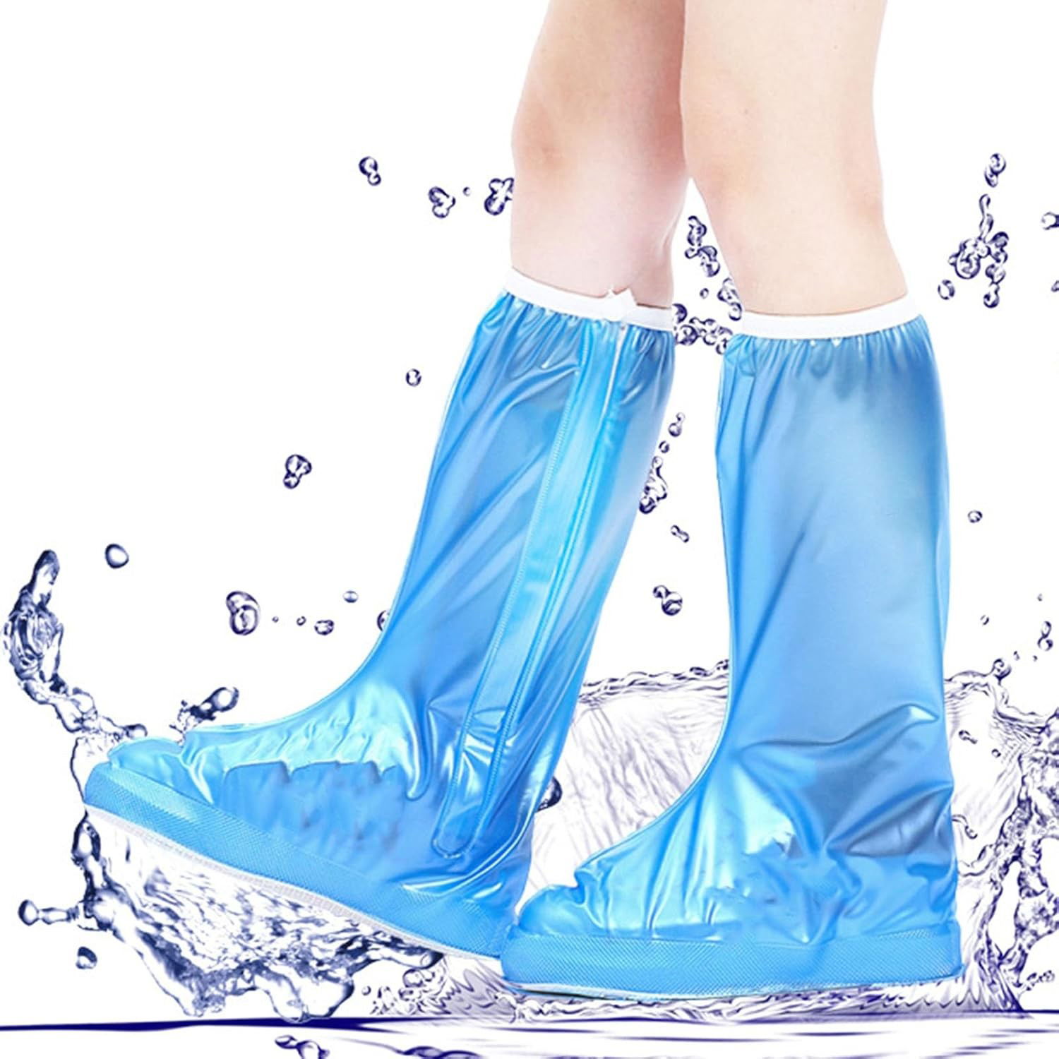 Protectie Incaltaminte pentru Ploaie si Noroi, Flippy, Impermeabila, Talpa Antiderapanta, cu Fermoar si Capsa, Inaltime 40 cm, Marime XXL 42-43, Albastru [3]