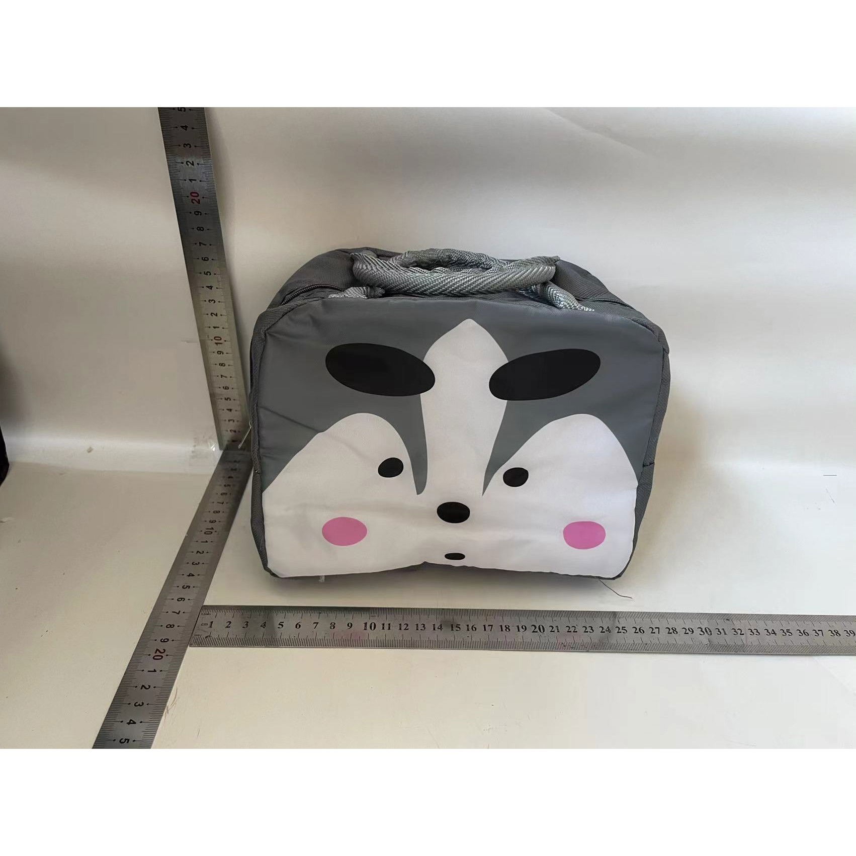 Geantă Frigorifică, Flippy, cu Desene Animat, Portabilă pentru Copii, de Prânz, din Pânză Oxford, 22x14x19 cm, Model Vulpe, Gri [2]