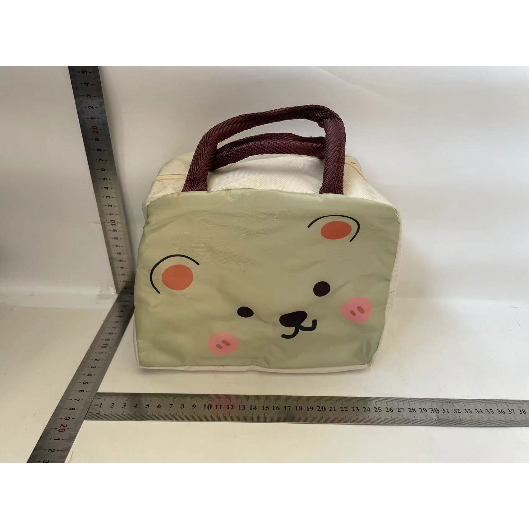 Geantă Frigorifică, Flippy, cu Desene Animat, Portabilă pentru Copii, de Prânz, din Pânză Oxford, 22x14x19 cm, Model Ursulet, Bej [2]