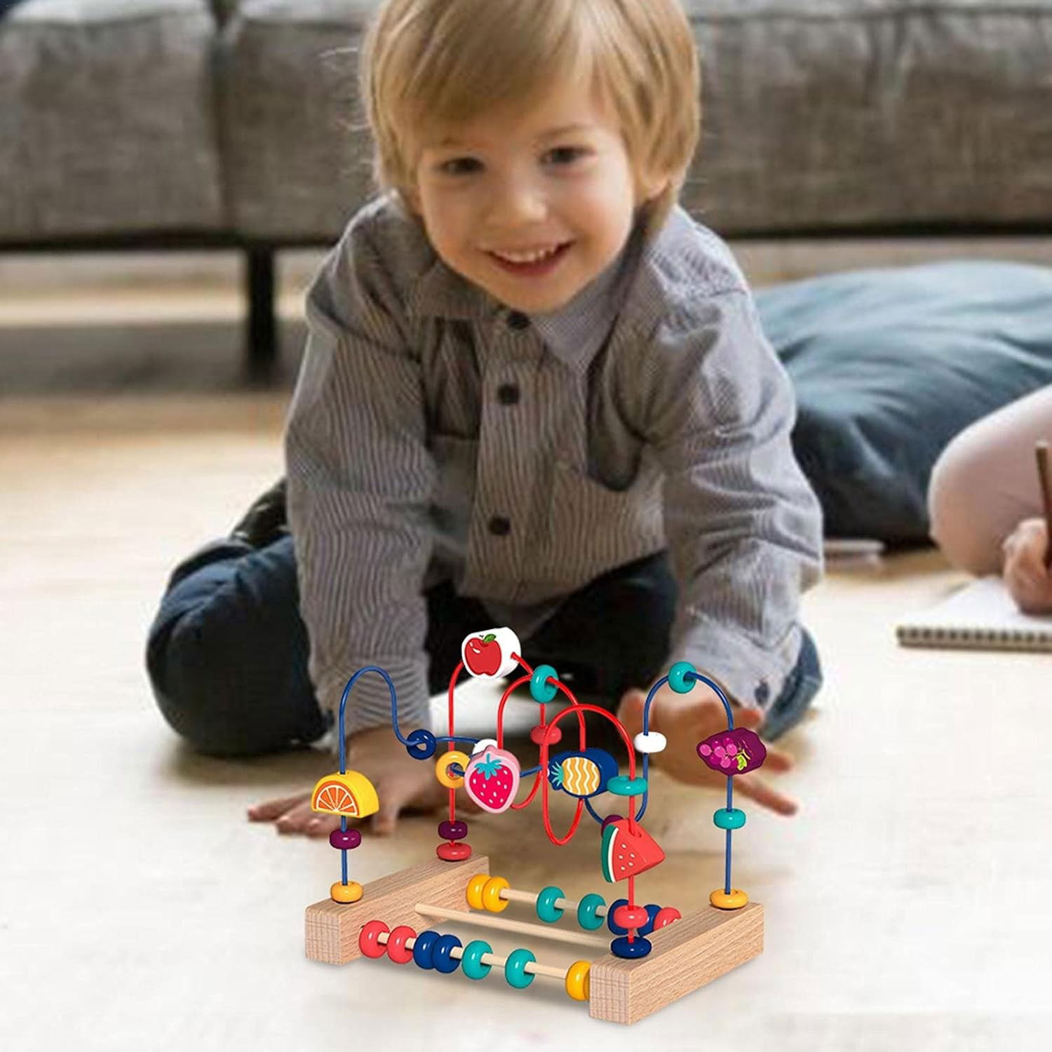 Jucarie din Lemn Montessori, Flippy, Labirint Motricitate cu Abac si Animalute, Rollercoaster pentru Copii, Educativ, Dezvoltarea Abilitatilor Motorii, Numaratoare, 22x17x15 cm, Multicolor [9]