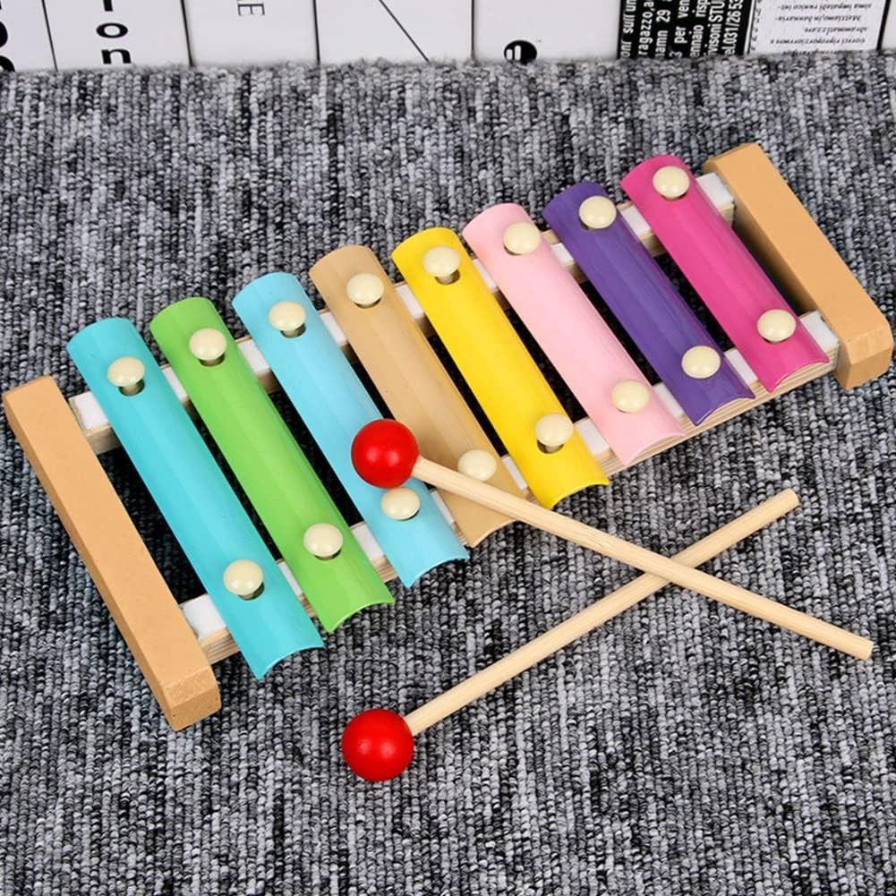 Instrument Muzical Xilofon Flippy, din Lemn, 8 Note Muzicale, 2 Bete de Percutie, 4-6 Ani, Multicolor Pastel [7]