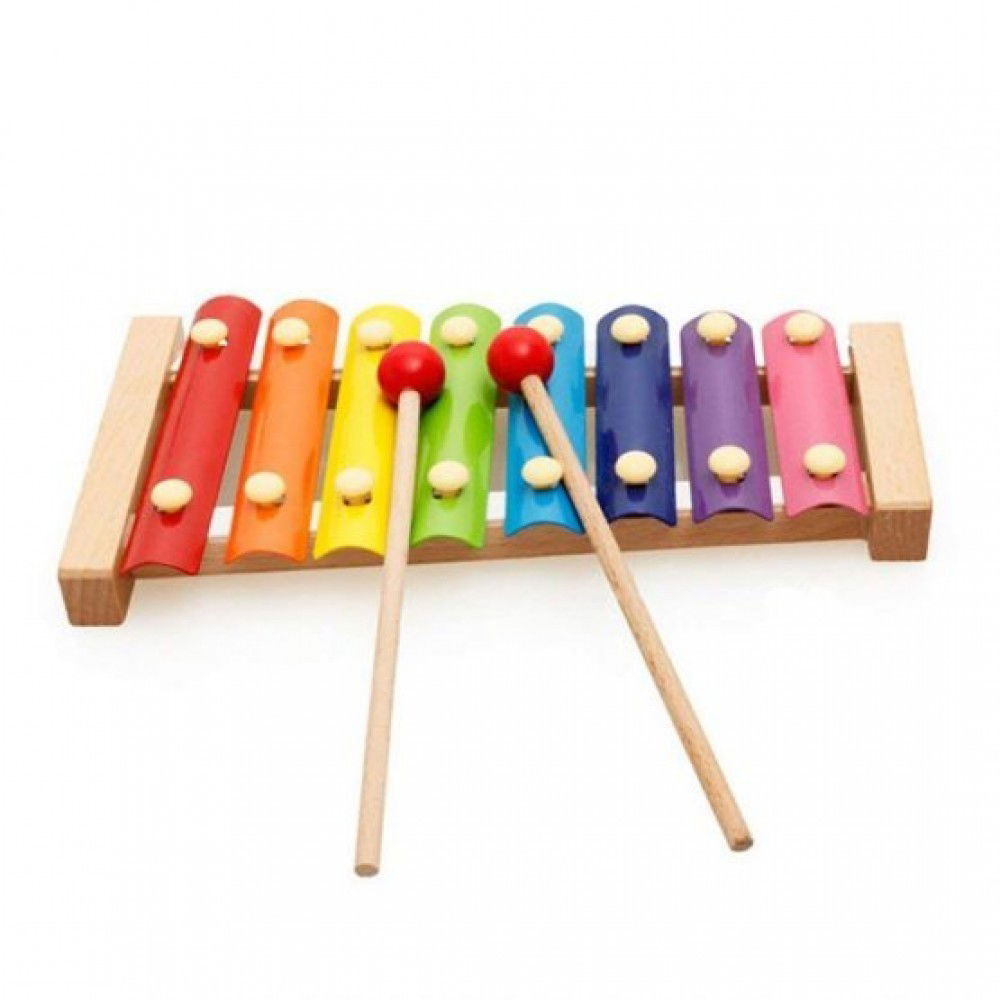 Jucarii educative - Instrument Muzical Xilofon Flippy, din Lemn, 8 Note Muzicale, 2 Bete de Percutie, 4-6 Ani, Multicolor