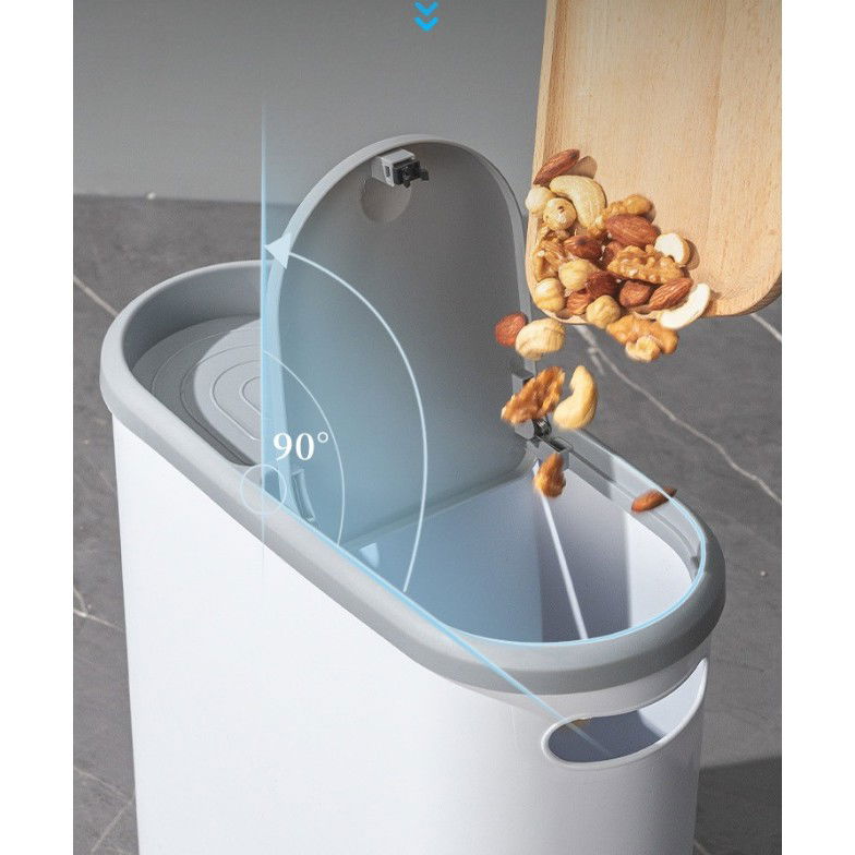 Cos de Gunoi, Flippy, din Plastic, Capac cu Ridicare Automata, Maner si Compartiment Depozitare, 31.5 x 14 x 30 cm, Gri [4]