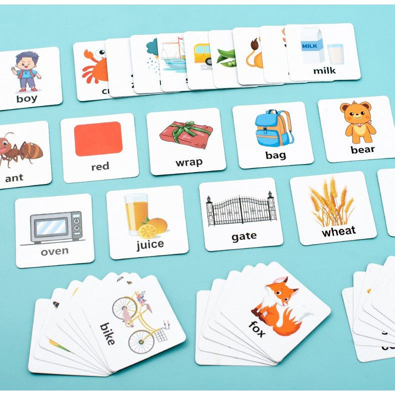 Joc cu Blocuri din Lemn, Flippy, Formare Cuvinte, Cartonase cu Obiecte si Animale, Clopotel, Joc pentru 4 Persoane, 3 Ani+, 28x15.5x5 cm, Multicolor [13]