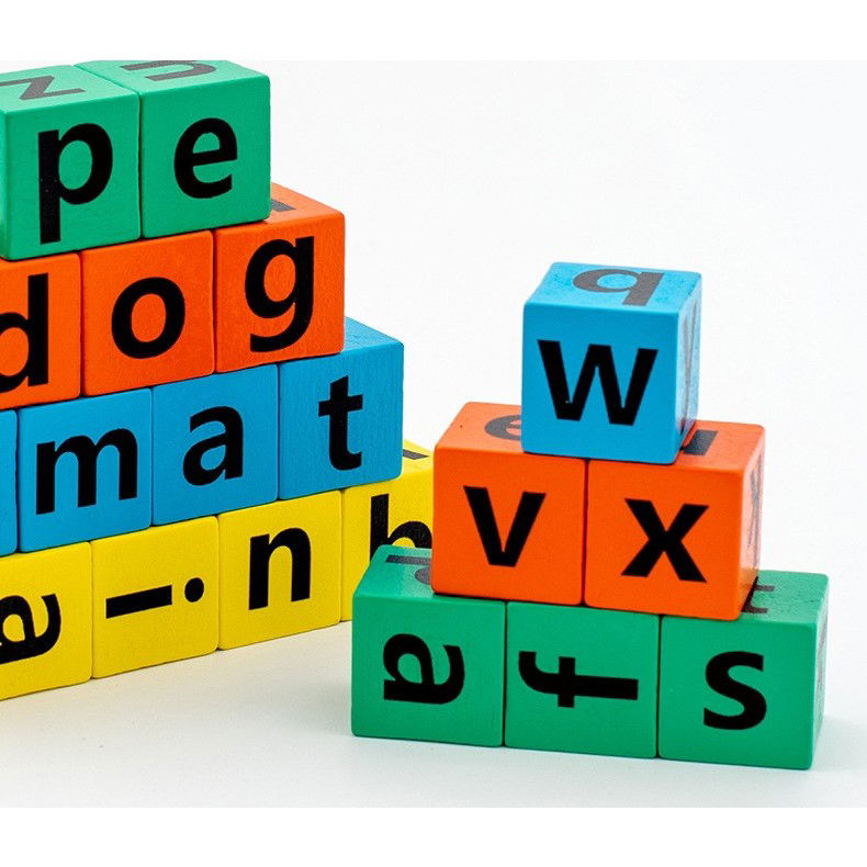 Joc cu Blocuri din Lemn, Flippy, Formare Cuvinte, Cartonase cu Obiecte si Animale, Clopotel, Joc pentru 4 Persoane, 3 Ani+, 28x15.5x5 cm, Multicolor [10]