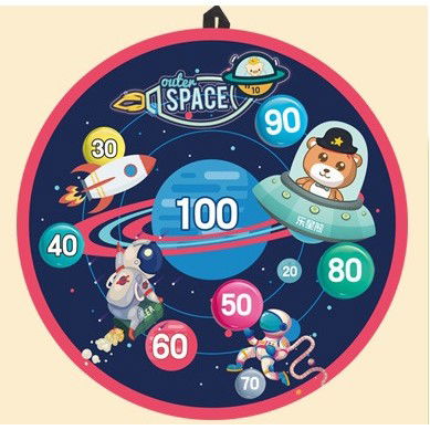 Joc Darts Flippy pentru Copii, Placa Pliabila 36.5 cm, 8 Mingii Velcro/Scai Simple, 2 Mingii Luminoase, Model Spatiu, Albastru [5]