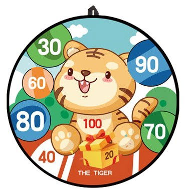 Joc Darts Flippy pentru Copii, Placa Pliabila 36.5 cm, 8 Mingii Velcro/Scai Simple, 2 Mingii Luminoase, Model Tigru, Portocaliu [5]