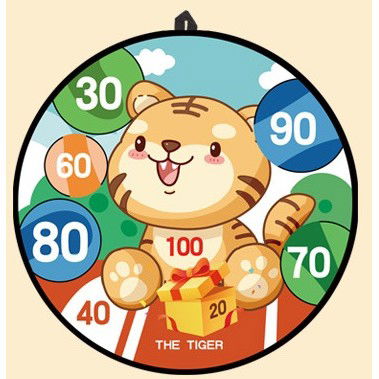 Joc Darts Flippy pentru Copii, Placa Pliabila 36.5 cm, 8 Mingii Velcro/Scai Simple, 2 Mingii Luminoase, Model Tigru, Portocaliu [4]