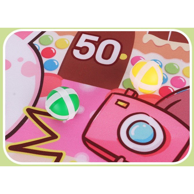 Joc Darts Flippy pentru Copii, Placa Pliabila 36.5 cm, 8 Mingii Velcro/Scai Simple, 2 Mingii Luminoase, Model Acadele, Roz [3]