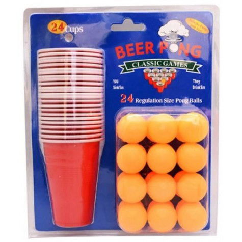 Joc de baut Beer Pong Flippy, 24 Pahare, 24 Mingi, material plastic, reutilizabil, portabil, rosu [5]