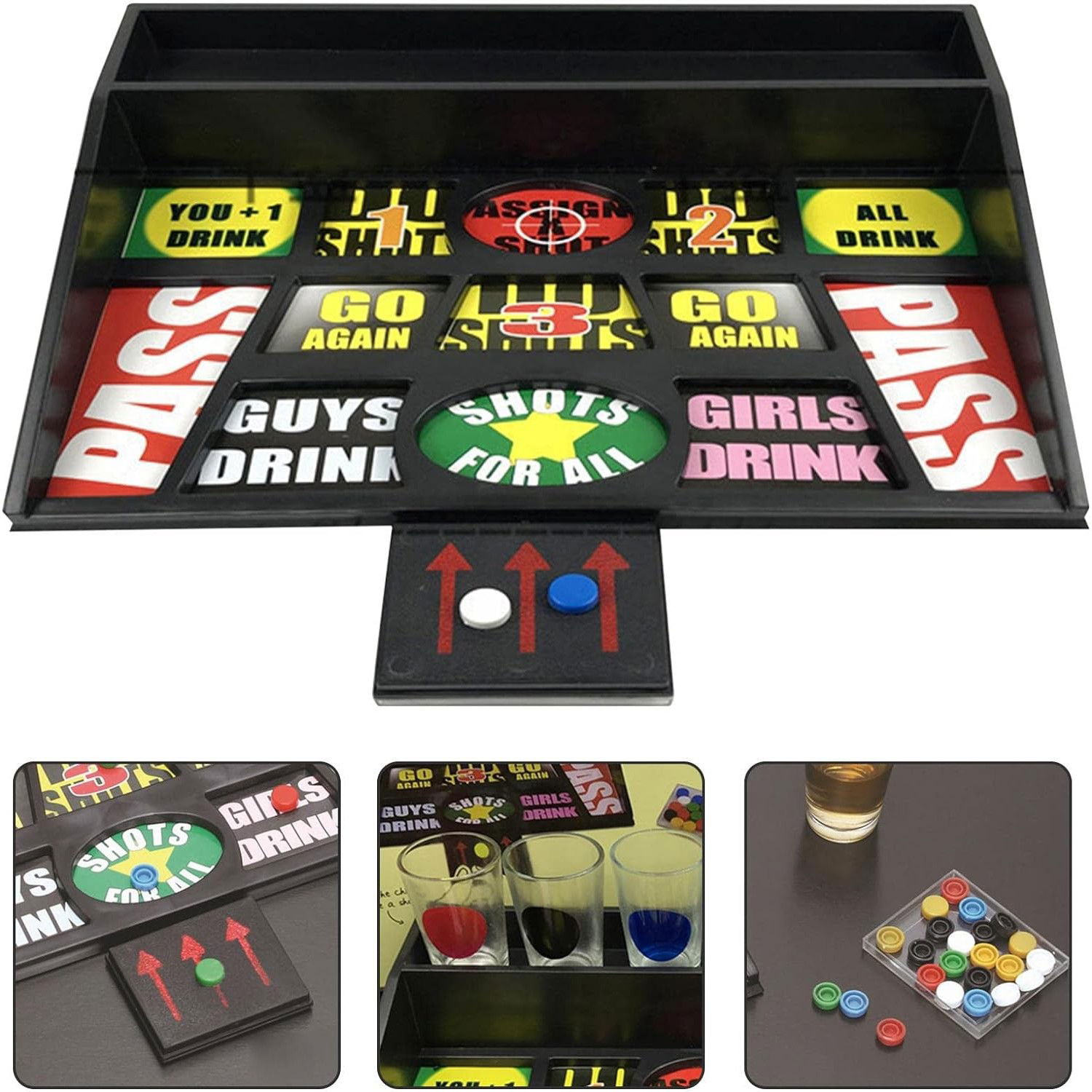 Joc de baut cu banuti Flippy, Pahare de Shot din Sticla Incluse, distractiv si interactiv, 23x28 cm, multicolor [5]