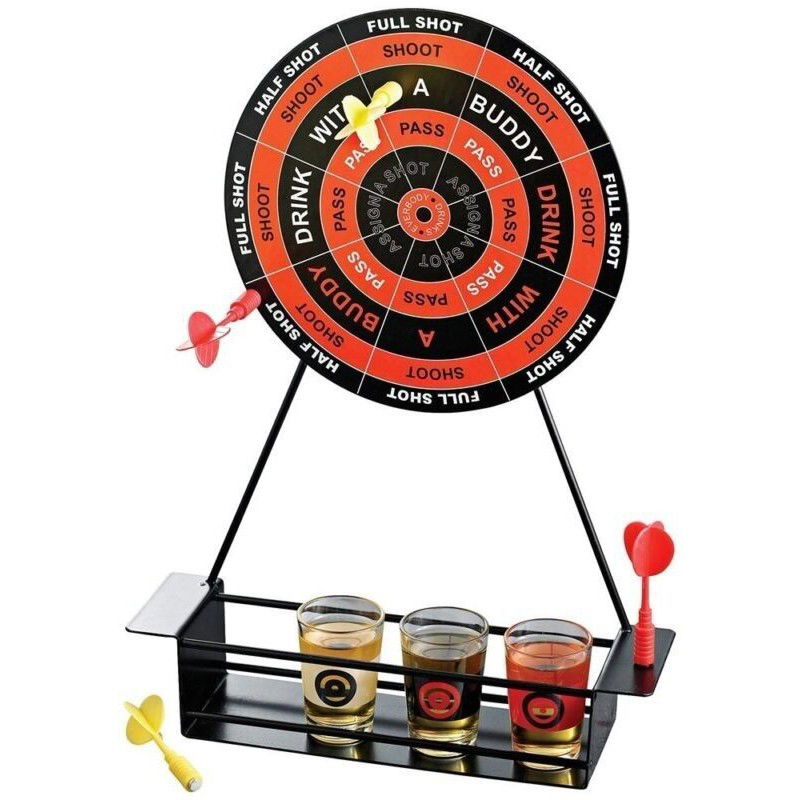Jocuri de societate - Joc de Baut Darts Flippy, 4 Sageti si Pahare de Shot Incluse, pentru petreceri si timp liber, 30 x 20 x 6.5 cm, multicolor