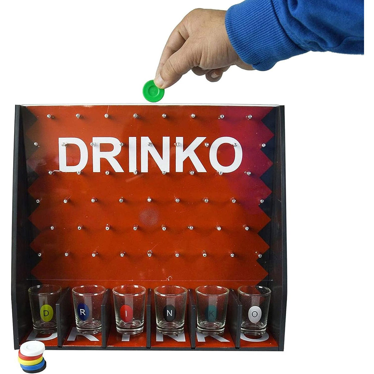 Joc de Baut Gravitational Flippy, pentru Petreceri, Interactiv, pana la 6 Jucatori, Pahare de Shot Incluse, 25.5 x 6.7 x 27.5 cm, Rosu [6]