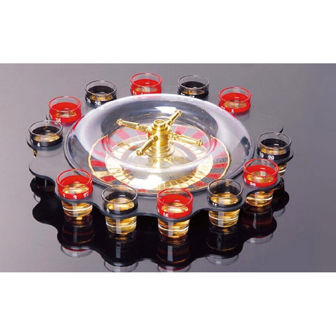 Joc de Baut Ruleta Flippy, cu 16 Pahare de Shot din Sticla , 30 x 30 x 5.5 cm, model 2, Rosu/Negru [5]